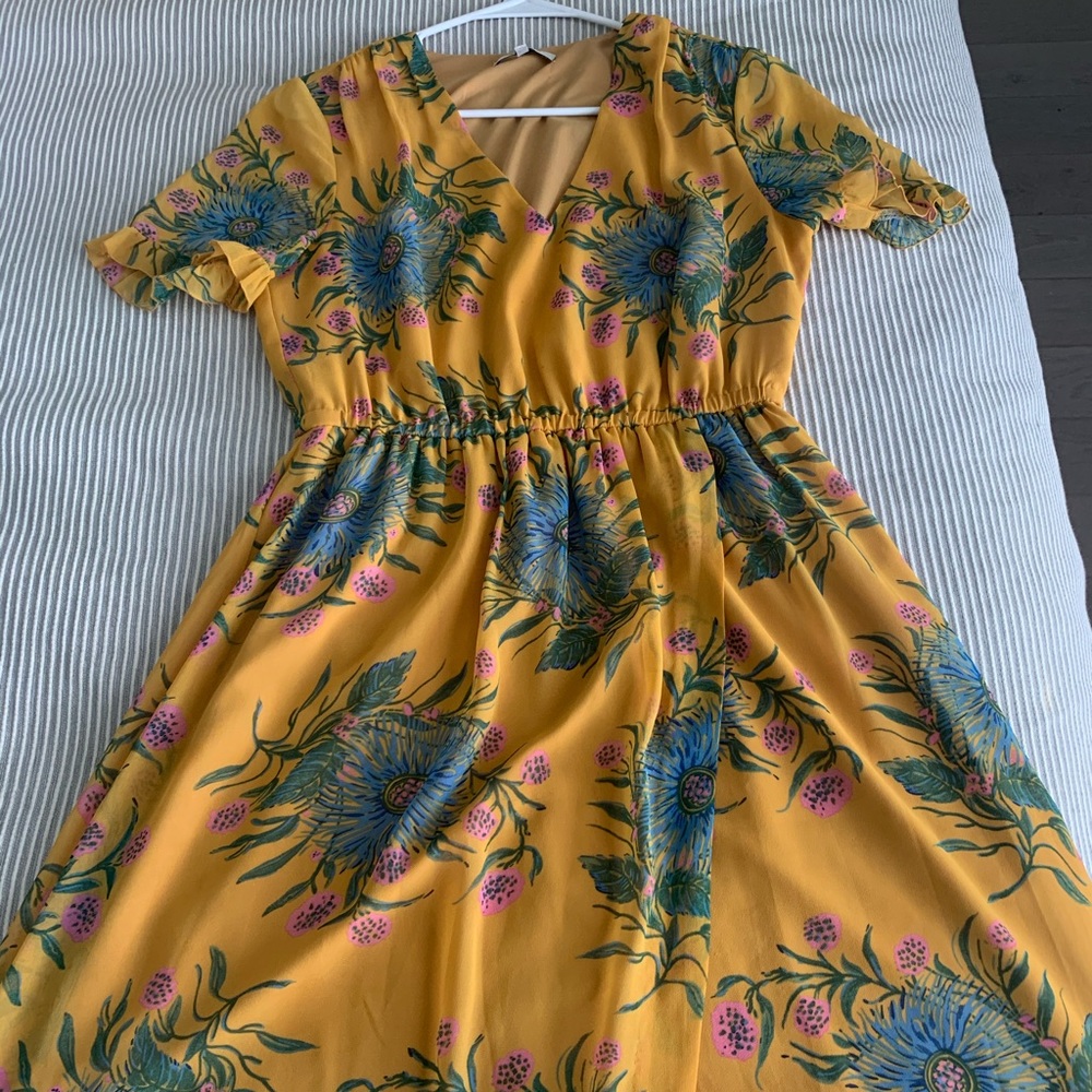 Yellow floral dress from madewell